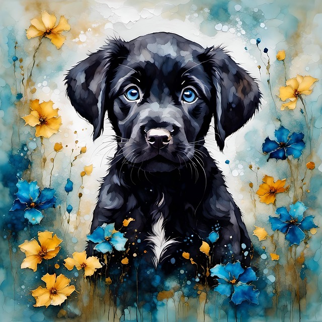 Free puppy black dog illustration