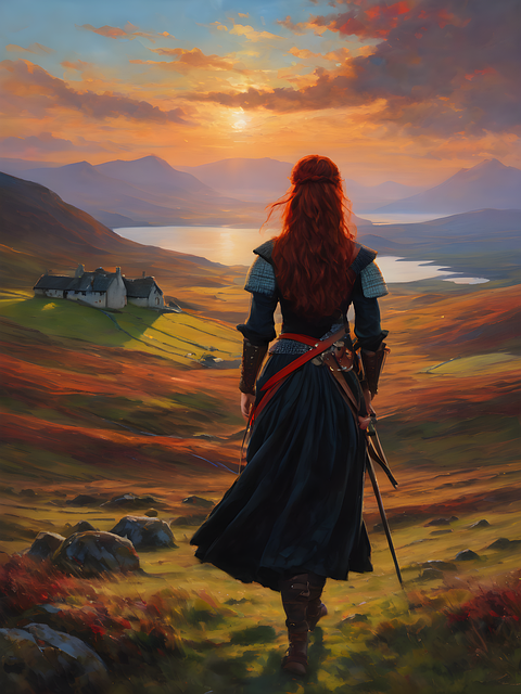 Free ai generated woman highland illustration