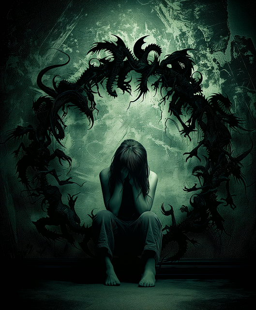 Free anxiety depression fear illustration