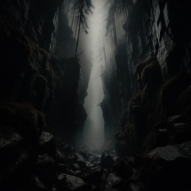Free dark misty gorge illustration