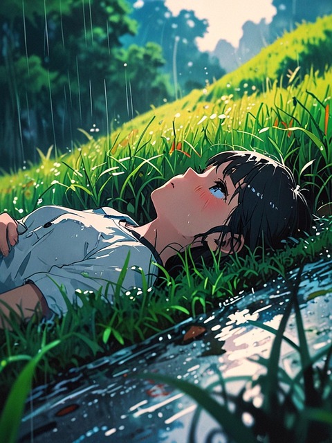 Free detailed expression heavy rain wet face illustration