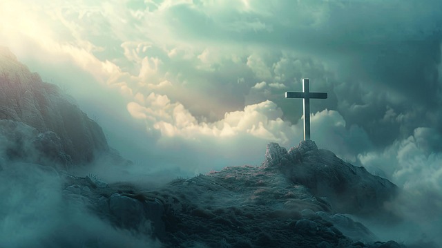 Free ai generated cross stormy sky illustration