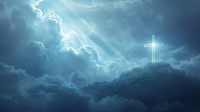 Free cross stormy sky landscape illustration