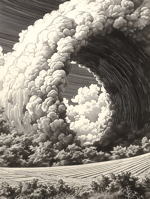 Free cloud swirl black white illustration