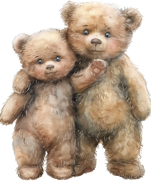 Free teddy bear stuffed animal watercolor illustration