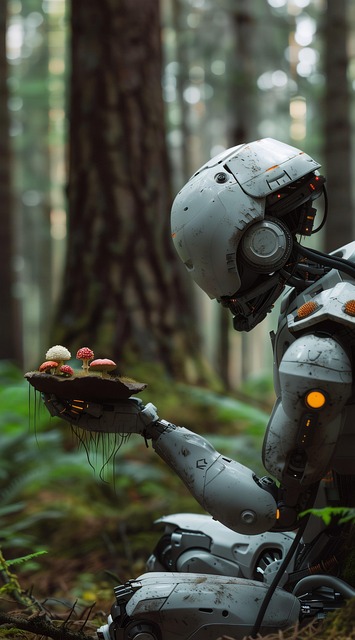 Free robot photo mushrooms illustration