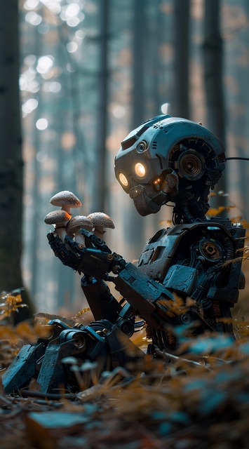 Free robot photo mushrooms illustration