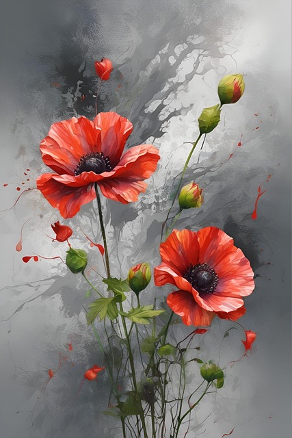 Free summer poppies flowers illustration