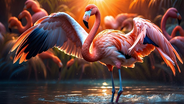 Free flamingo bird nature illustration