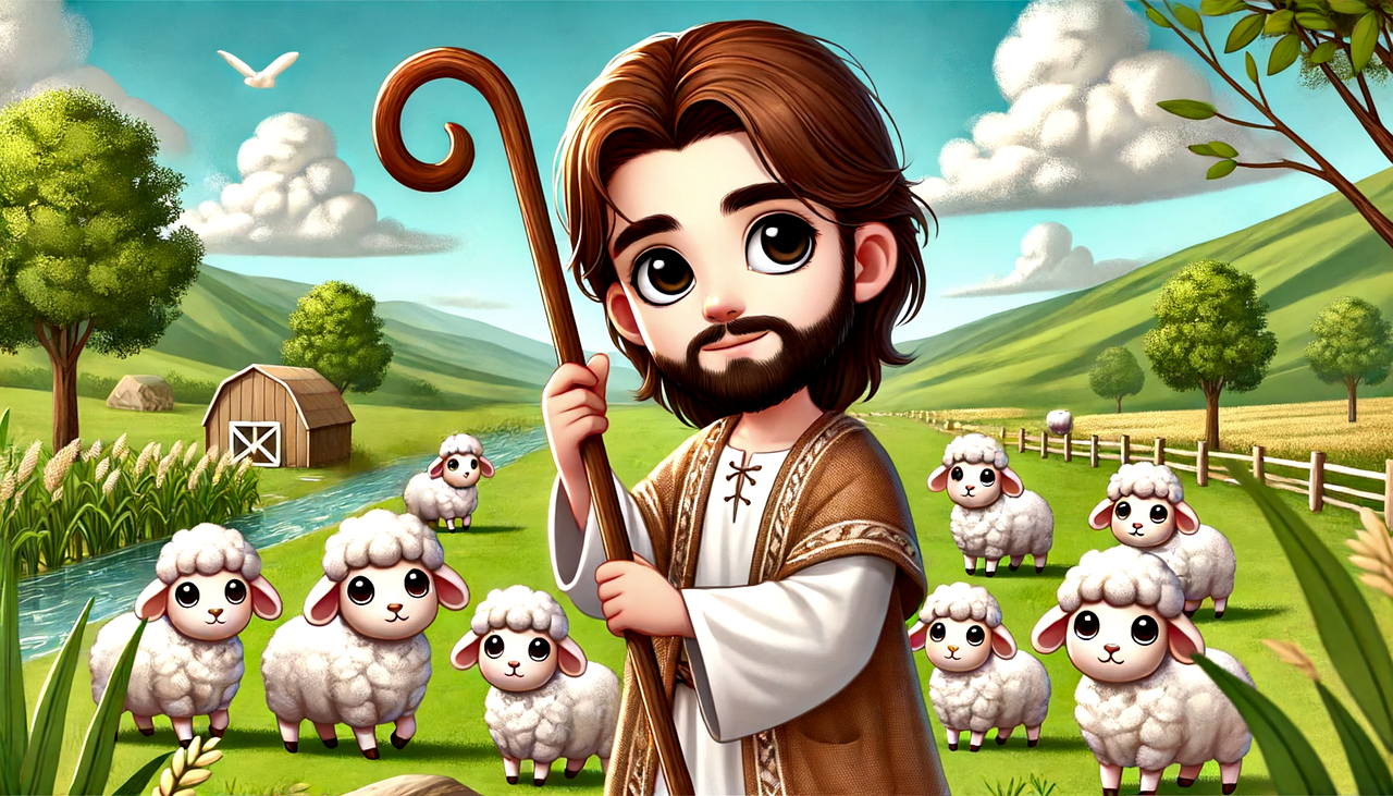 Download Gentle Guide, Divine Herder, Shepherd King. Royalty-Free Stock