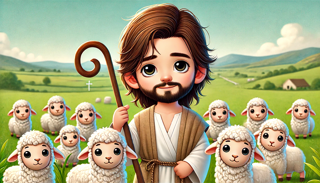 Free jesus shepherd gentle guide divine herder illustration