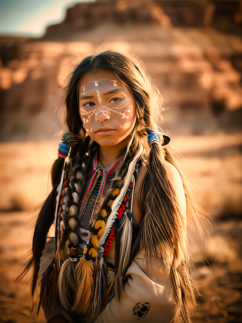 Free girl american indian portrait illustration