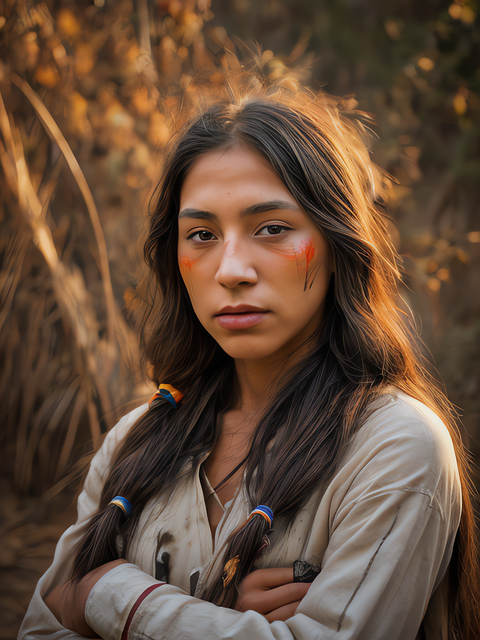 Free girl american indian portrait illustration