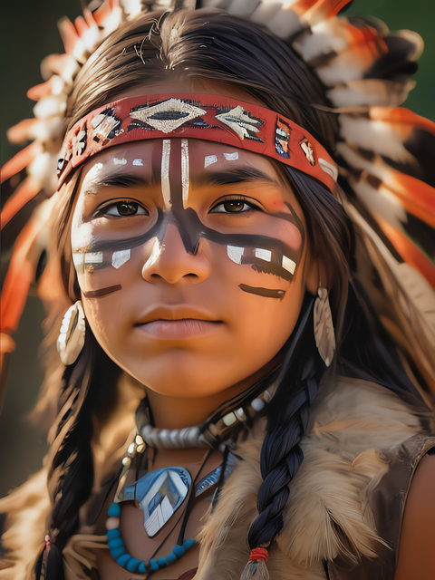 Free girl american indian portrait illustration