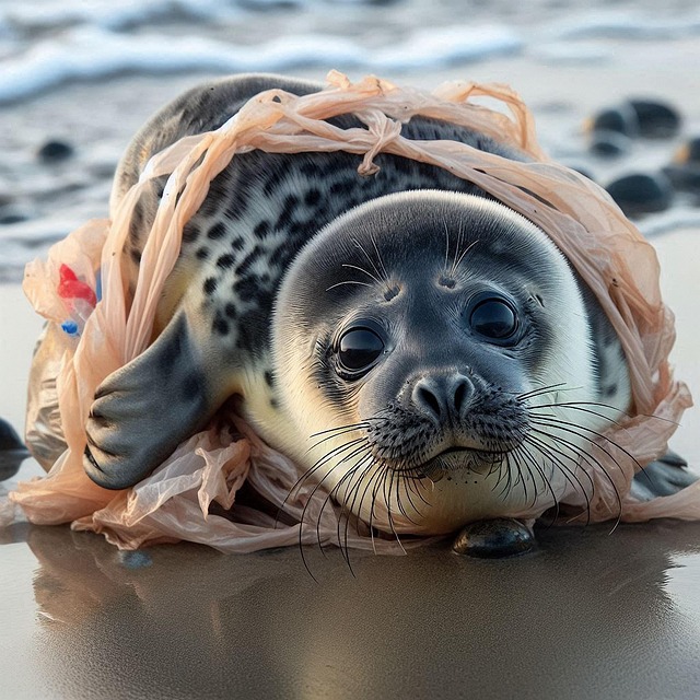 Free ai generated seal environmental pollution illustration