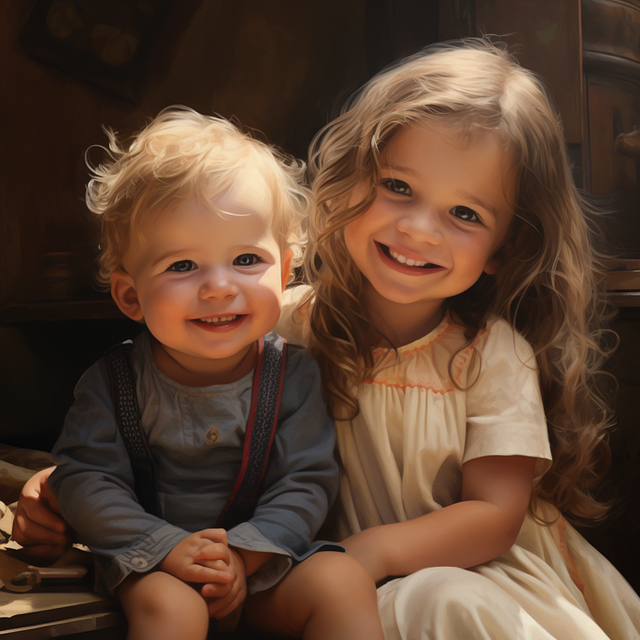 Kinder, Geschwister, Mädchen, Liebe