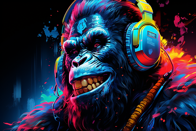 Gorilla, Tier, Affe, Musik, Hören