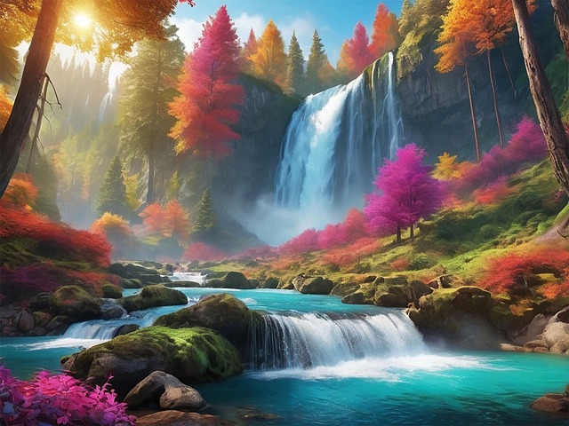 Download free HD stock image of Waterfall Landscape Free waterfall landscape stream illustration