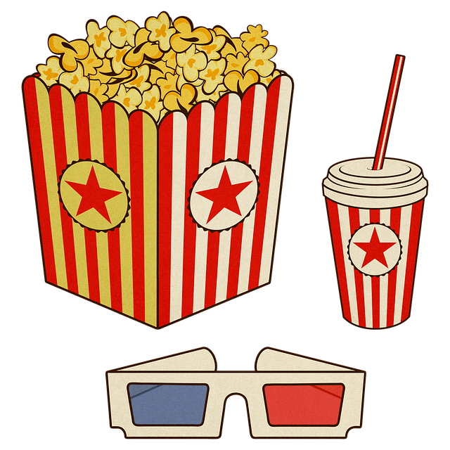 Free popcorn drink 3d glasses illustration