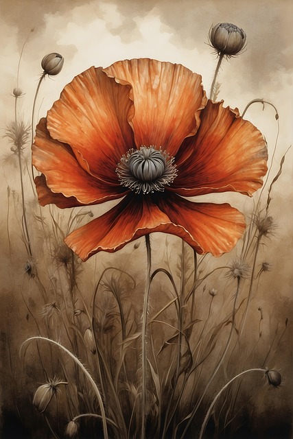 Download free HD stock image of Ai Generated Flower Free ai generated flower poppy illustration