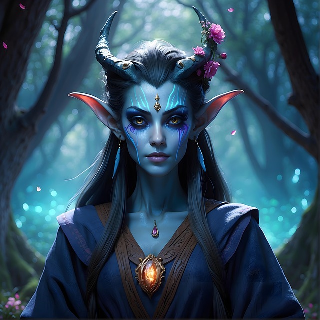 Free ai generated woman dark elf illustration