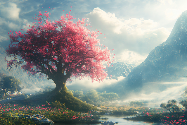 Download free HD stock image of Ai Generated Tree Free ai generated tree meadow illustration