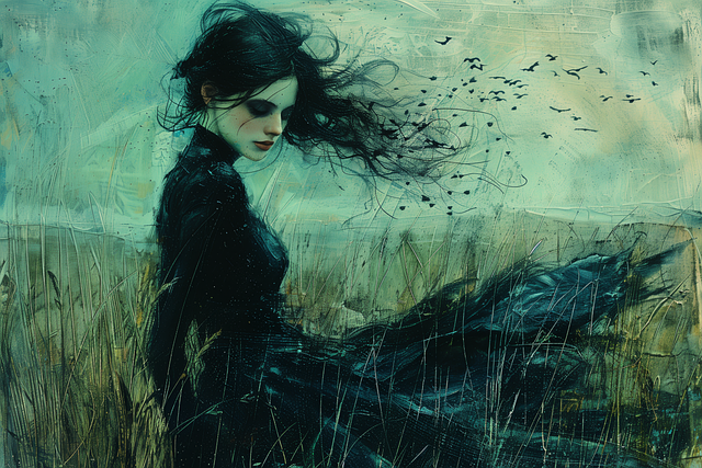 Free raven morrigan pagan illustration