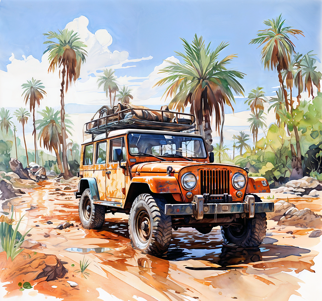 Free ai generated jeep desert illustration