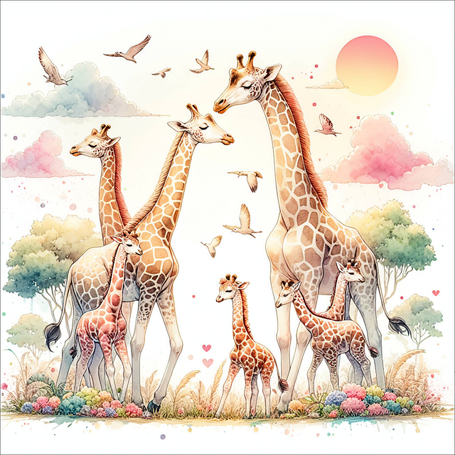 Free ai generated giraffe wildlife illustration
