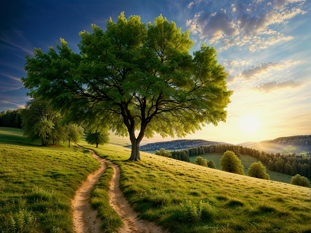 Free landschaft baum sommer illustration