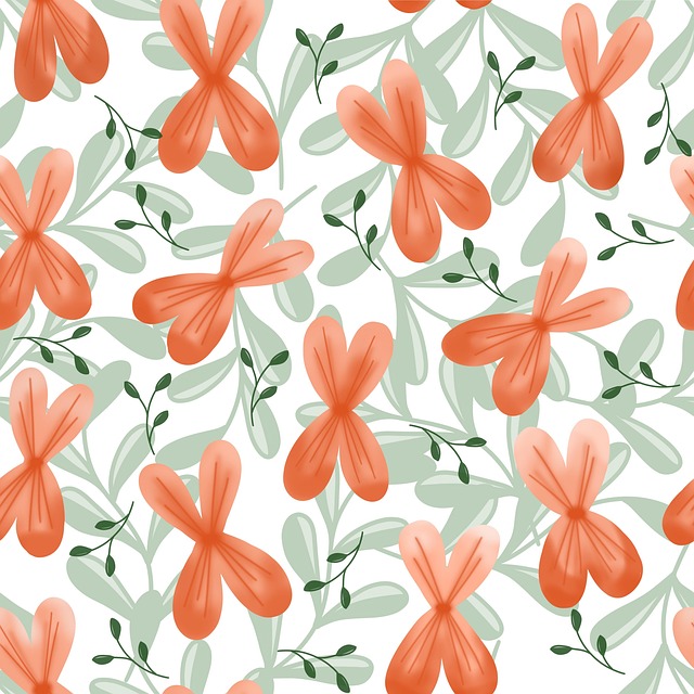 Free flowers pattern leaves illustration