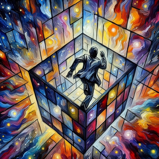 Free ai generated man cube illustration