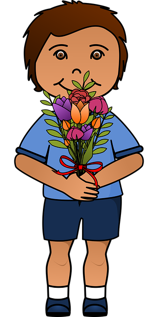 Free boy child flowers vector