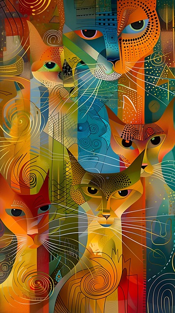 Free abstract cats geometric patterns artistic design illustration