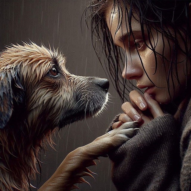 Free woman pet sad illustration