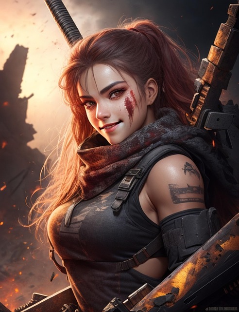 Free warrior battlefield beauty illustration