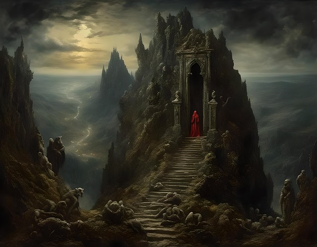 Free temple dark steps illustration