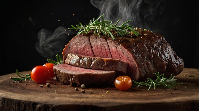 Free beef roast vegetables cutting board illustration
