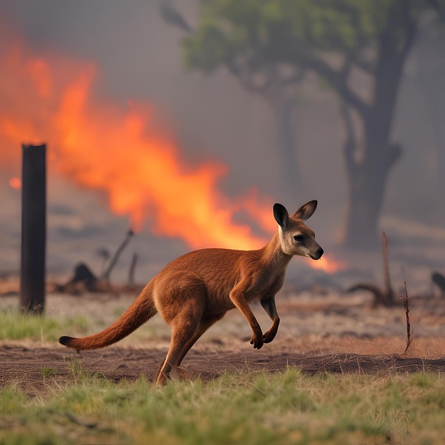 Free ai generated kangaroo bushfire illustration