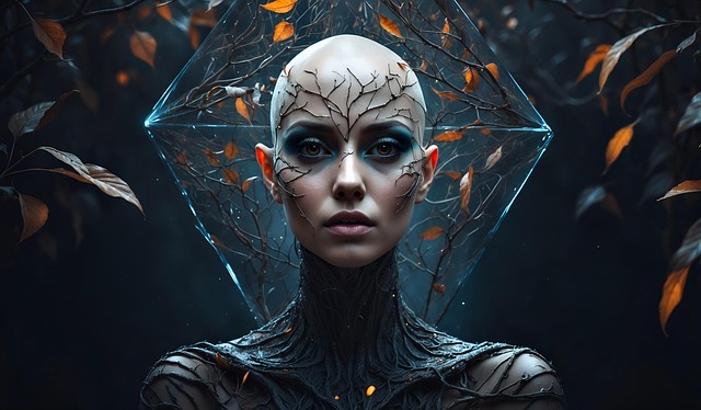 Free ai generated woman leaves illustration