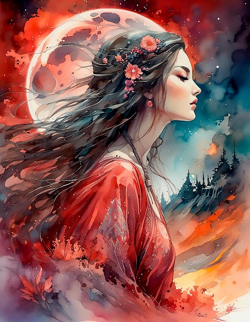 Download free HD stock image of Ai Generated Woman Free ai generated woman moon illustration