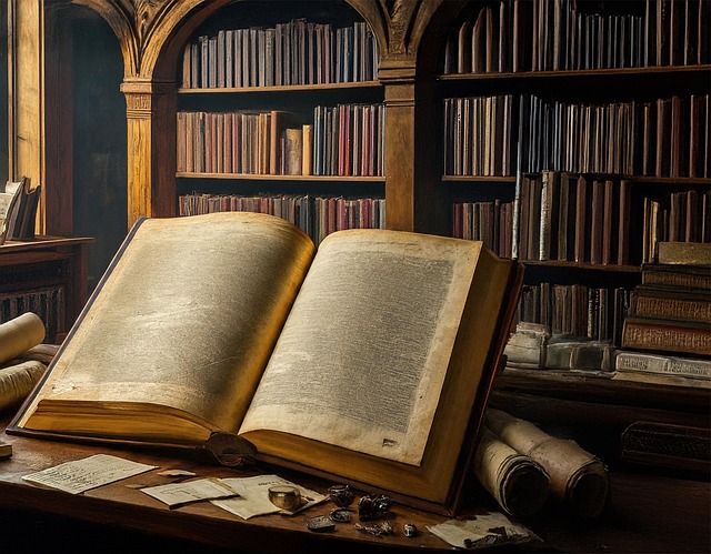 Free ai generated books library illustration