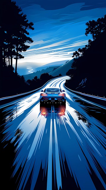 Free car night road illustration