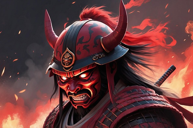 Free demonic red masked illustration