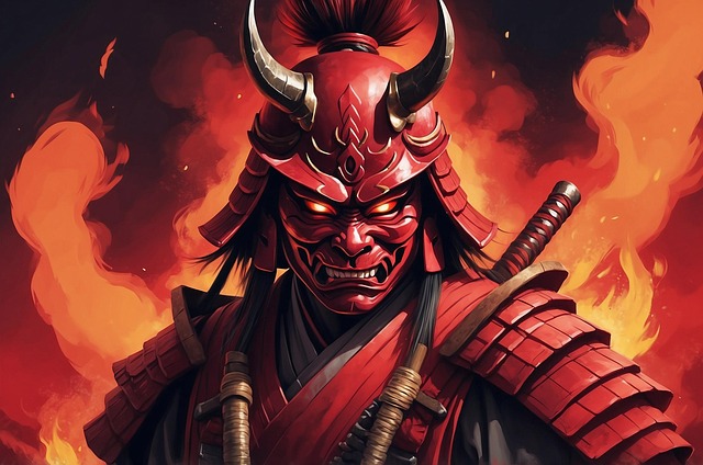 Free demonic red masked illustration