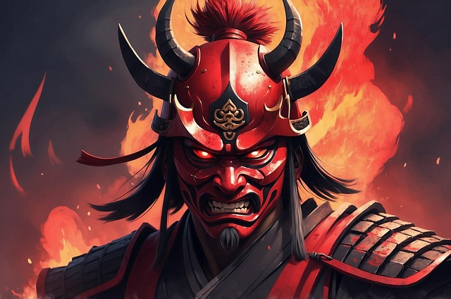 Free demonic red masked illustration