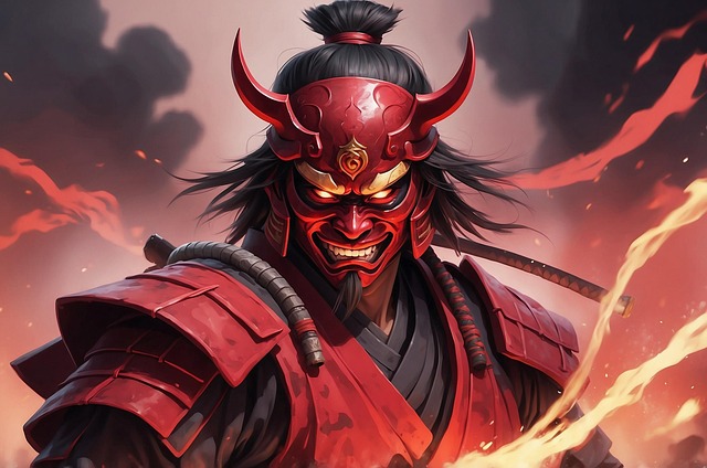 Free demonic red masked illustration