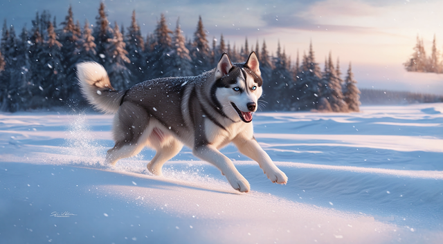 Siberian Husky, Heiser, Hund, Schnee