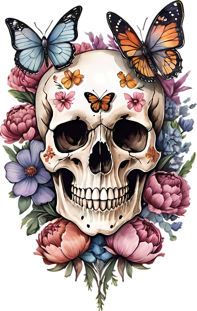 Blomstret Kranium, Sommerfugle, Kunst