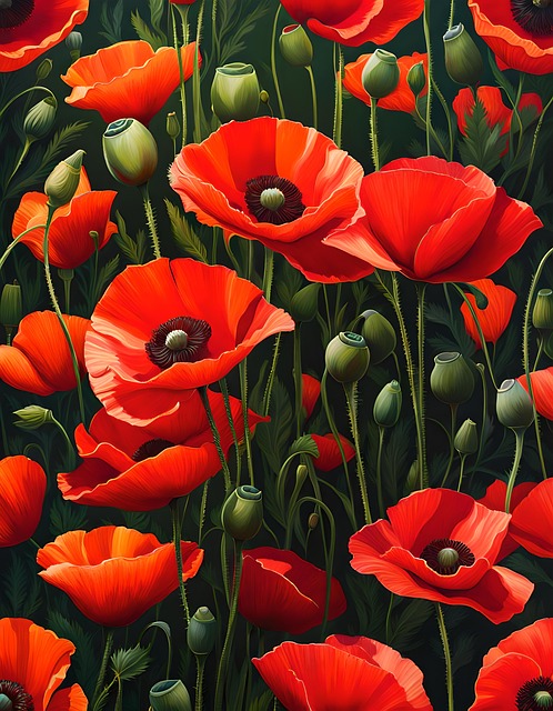 Free flowers poppies bloom illustration